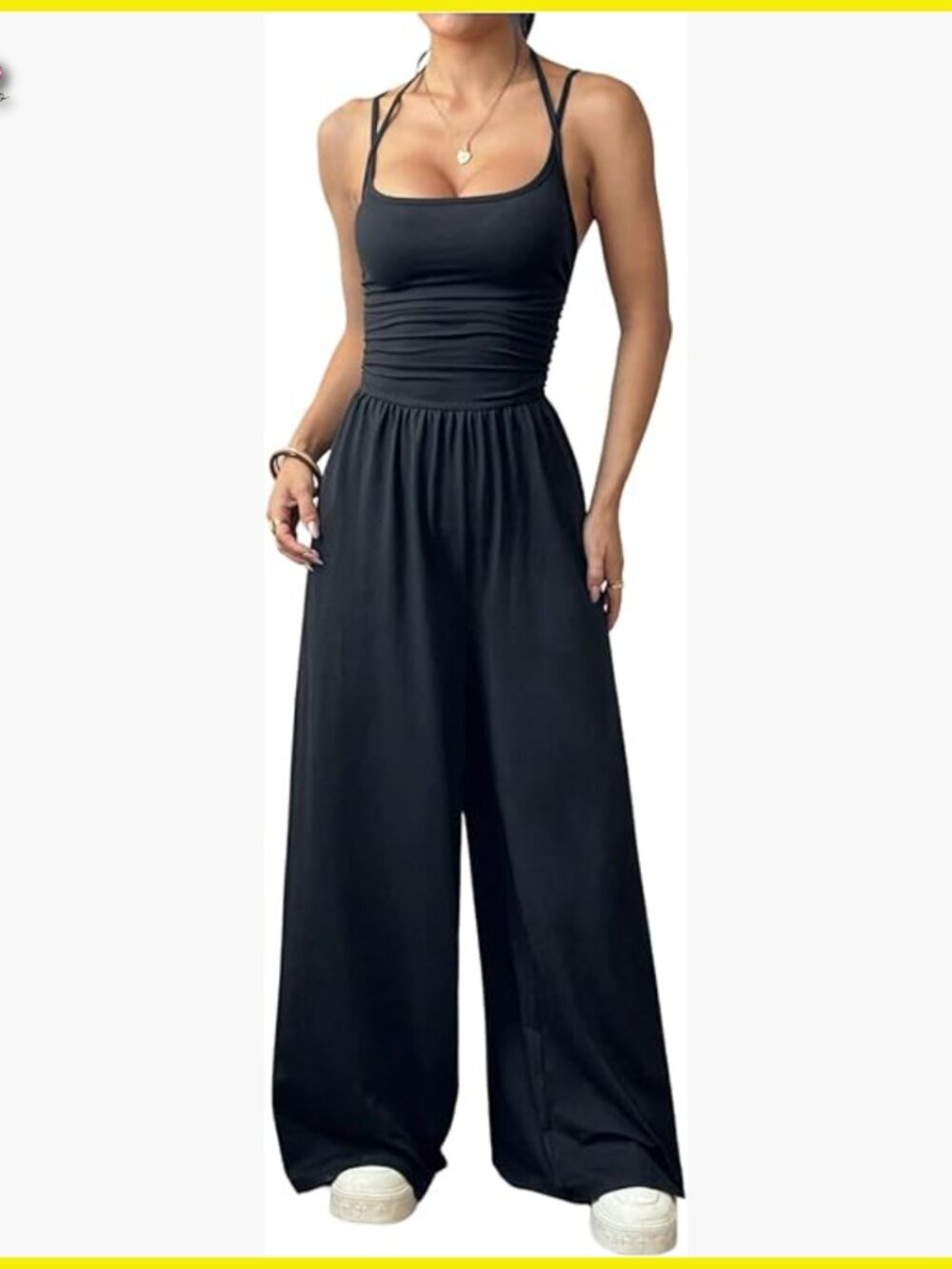 Summer Jumpsuit Spaghetti Strap Wide Leg Romper Chic Casual Outfit